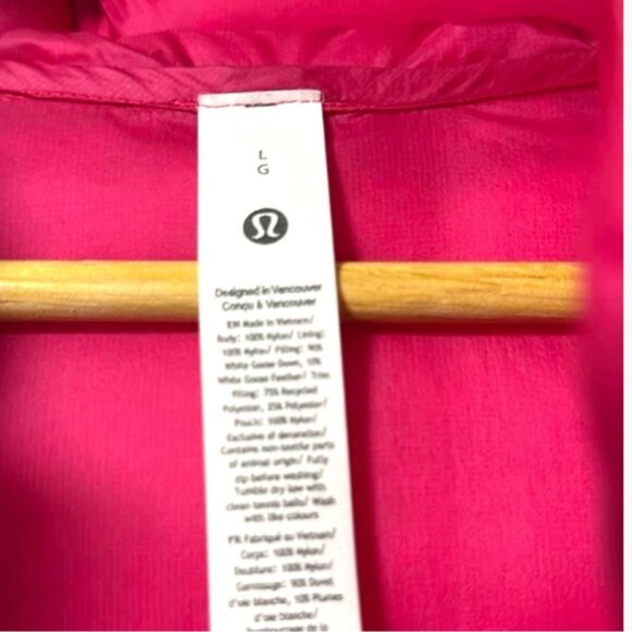NEW 2025 Lululemon Featherweight 900-Down-Fill LONG Puffer Jacket Magenta pink L - Picture 9 of 11